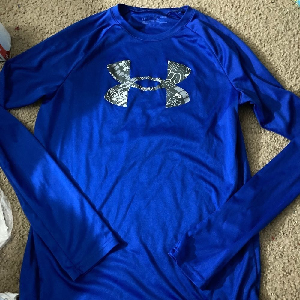 Under Armour Blue and Gray Long Sleeve Athletic Tshirt